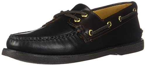 Sperry Men's Gold Cup Authentic Original 2-Eye Boat Shoe, Black/Amaretto, 8.5 W US