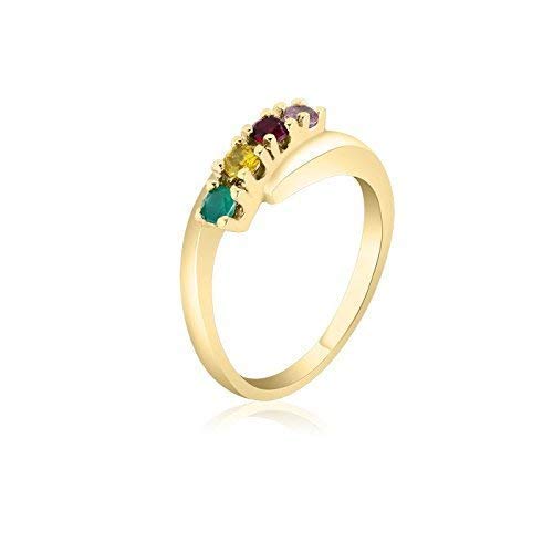 10K Yellow Gold Mother's Day Ring – 4 Birthstone Family Ring