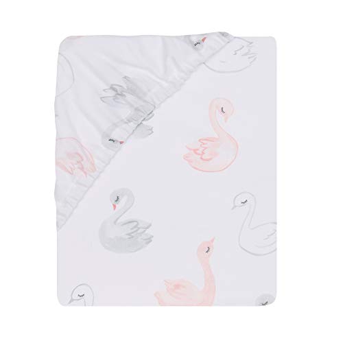 Lambs & Ivy Signature Swan Princess Pink Sateen 3-Piece Baby Crib Bedding Set