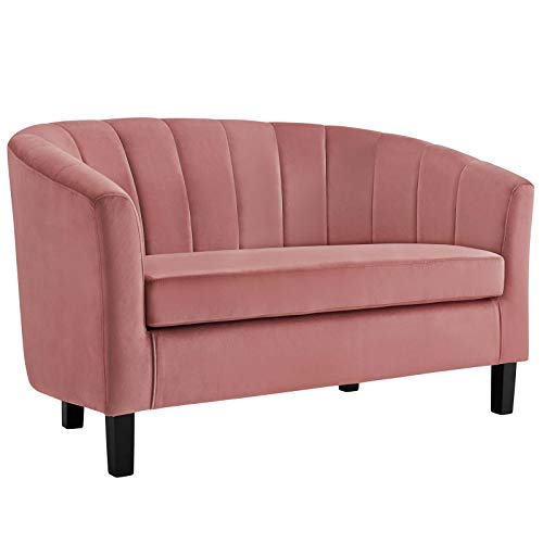 Modway Prospect Channel Tufted Upholstered Velvet Loveseat, Dusty Rose