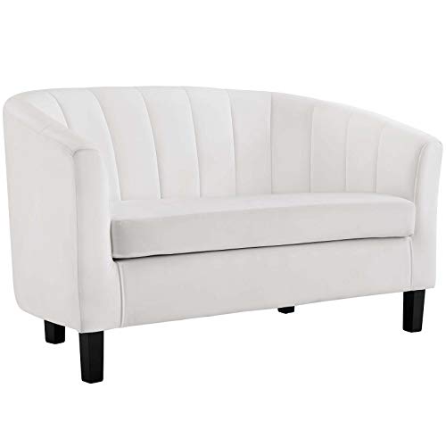 Modway Prospect Channel Tufted Upholstered Velvet Loveseat, White