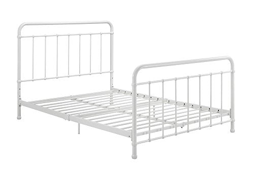 DHP Brooklyn Metal Iron Bed w/ Headboard & Footboard, Adjustable height (7” or 11” clearance for storage)White