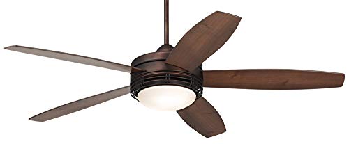 60in Casa Province Modern Outdoor Ceiling Fan with Light LED Remote Control Oil Brushed Bronze Reversible Dark Walnut