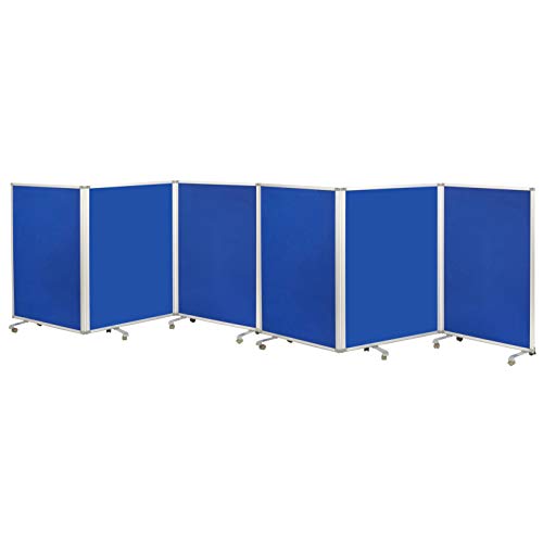 ECR4Kids Mobile Flannel Felt Room Divider and Partition, Double-Sided, Rolling Caster Wheels, Lesson Board, Mobile Wall for Classrooms and Offices, Collapses for Easy Storage, 6-Panel