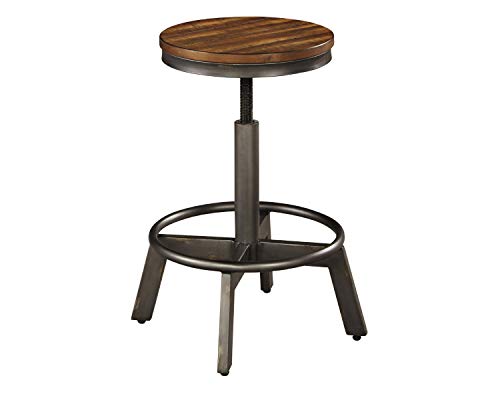 Signature Design by Ashley Torjin Industrial Adjustable Height Barstool, 2 Count, Brown