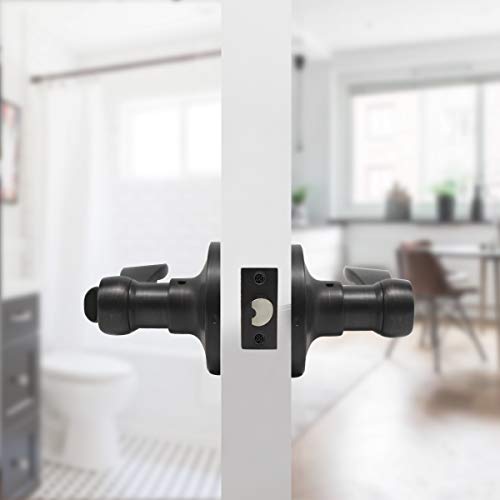 10 Pack Privacy Bathroom Door Lock Lever Keyless No Keys Door Lockset;Right/Left Handed Reversible;Oil Rubbed Bronze Door Levers Hardware