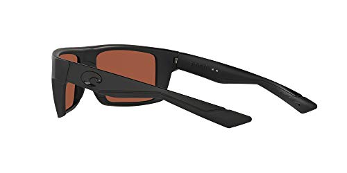 Costa Del Mar Men's Motu Polarized Rectangular Sunglasses, Blackout/Green Mirrored Polarized-580G, 58 mm