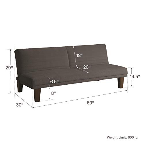 DHP Dillan Convertible Futon with Microfiber Upholstery, Grey