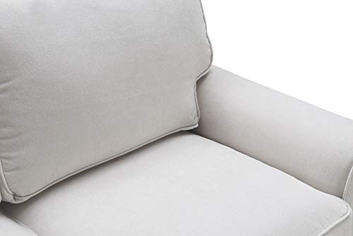 Serta Copenhagen Sofa Couch for Two People, Pillowed Back Cushions and Rounded Arms, Durable Modern Upholstered Fabric, 61" Loveseat, Cream