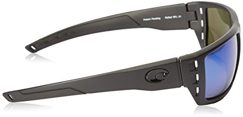 Costa Del Mar Men's Rafael Rectangular Sunglasses, Blackout/Blue Mirrored Polarized-580G, 59 mm