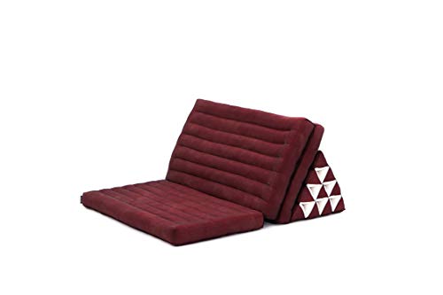 Leewadee 3-Fold Mat XXL with Triangle Cushion – Firm TV Pillow, Foldable Mattress with Cushion Made of Eco-Friendly Kapok, 67 x 31 inches, red