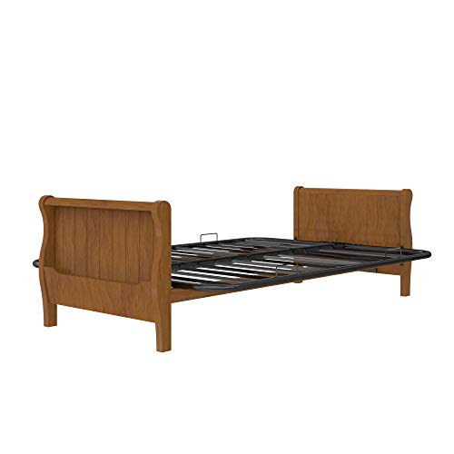 DHP Futon Wood Arms and Side Storage Mattress Sold Separately, Walnut Frame