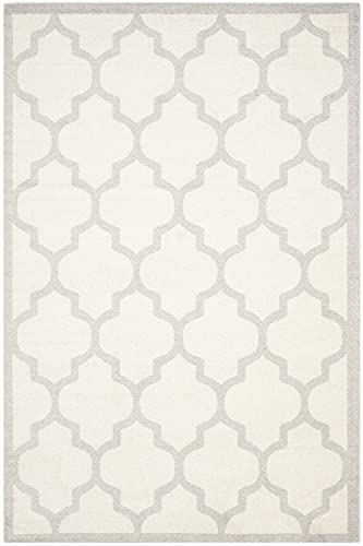 SAFAVIEH Amherst Collection AMT420E Moroccan Trellis Non-Shedding Living Room Bedroom Dining Home Office Area Rug, 9' x 12', Beige / Light Grey