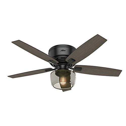 Hunter Fan Company 53393 Hunter 52" Bennett Low Profile Ceiling Fan with Light, Matte Black