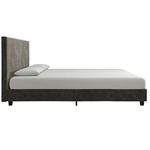 DHP Carley Upholstered Bed, Queen, Gray Velvet