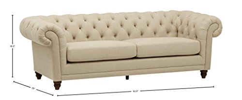 Stone & Beam Bradbury Chesterfield Tufted Sofa Couch, 92.9"W, Hemp