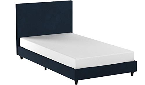 DHP Carley Upholstered Bed, Twin, Blue Velvet