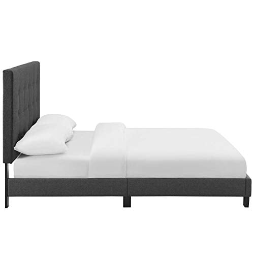 Modway Melanie Tufted Fabric Upholstered Full Platform Bed in Gray