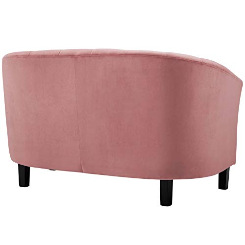 Modway Prospect Channel Tufted Upholstered Velvet Loveseat, Dusty Rose