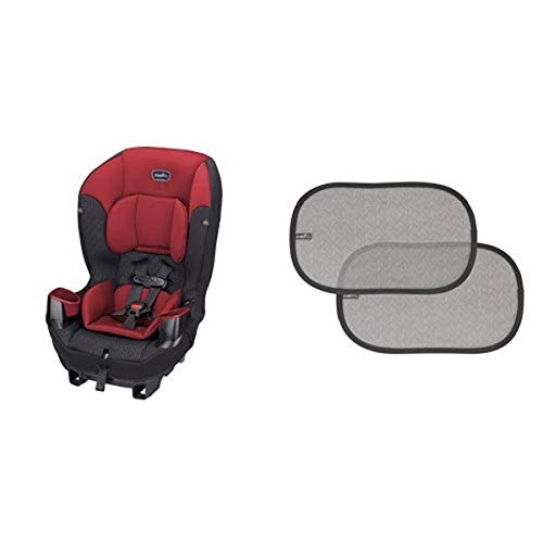 Evenflo Sonus 65 Convertible Car Seat, Rocco Red with 2 Piece Car Window Cling Shades, Grey Chevron
