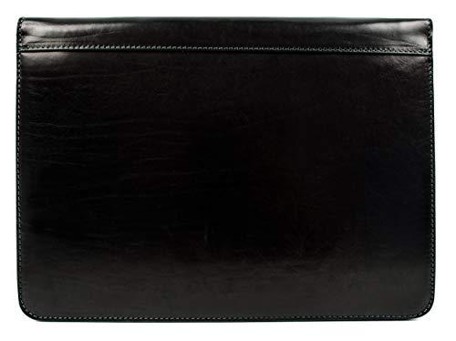 Leather Portfolio Document Folder Handcrafted Case Black Time Resistance