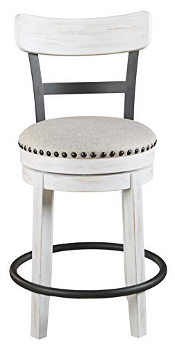 Signature Design by Ashley Valebeck 24" Modern Swivel Counter Height Barstool, Whitewash