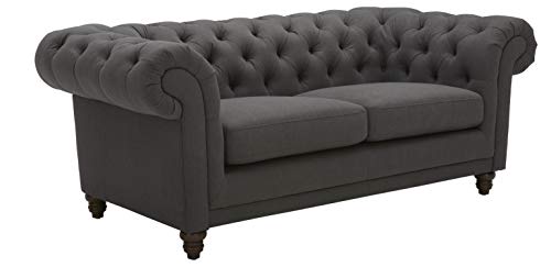 Stone & Beam Bradbury Chesterfield Tufted Loveseat Sofa Couch, 78.7"W, Pepper