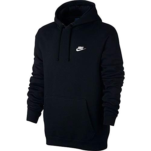 Men's Nike Sportswear Club Pullover Hoodie, Fleece Sweatshirt for Men with Paneled Hood, Black/Black/White, 4XL-T