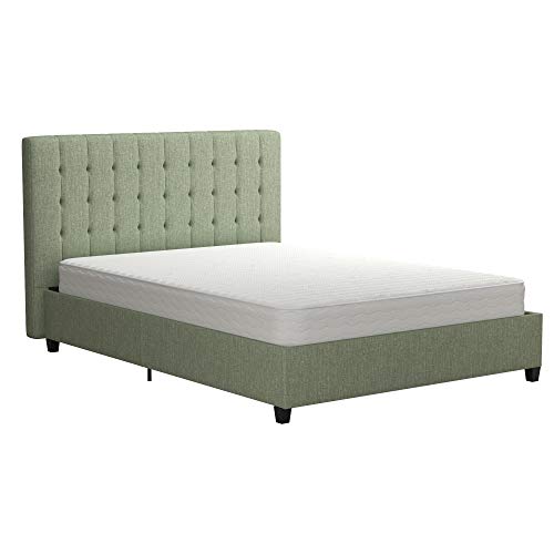 DHP Emily, Light Green Linen, Full Frame Upholstered Beds,