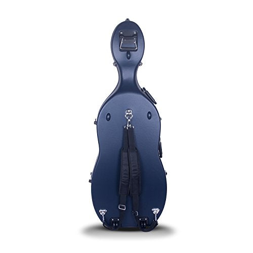 Crossrock CRA862CEFBL 4/4 and 3/4 Size ABS Molded Cello Case with Wheels in Blue