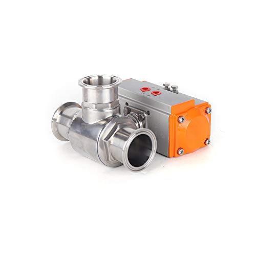 (1", 1.5", 2") Stainless Steel 304 Sanitary Three Way T-Port Tri-Clamp Pneumatic Ball Valve Working Pressure: 0-1.6 MPa / 232 psi (2")