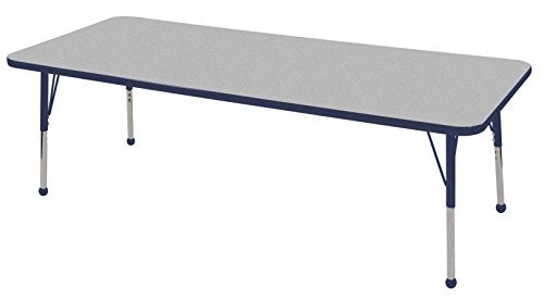 ECR4Kids Thermo-Fused 30" x 72" Rectangular School Activity Table, Toddler Legs w/Ball Glides, Adjustable Height 15-23 inch (Grey/Navy)