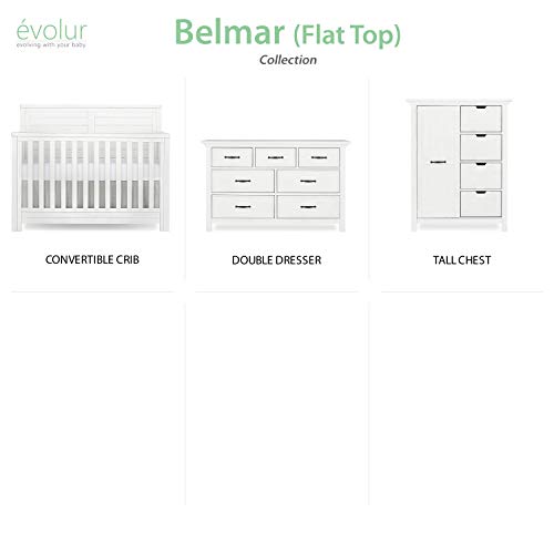 Evolur Belmar Flat 5 in 1 Convertible Crib, Weathered White