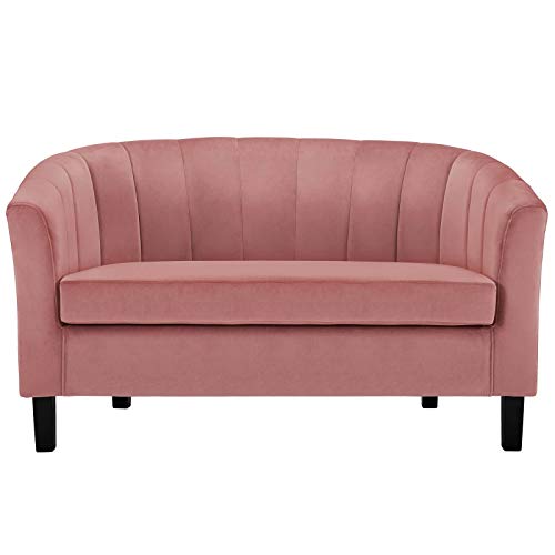 Modway Prospect Channel Tufted Upholstered Velvet Loveseat, Dusty Rose