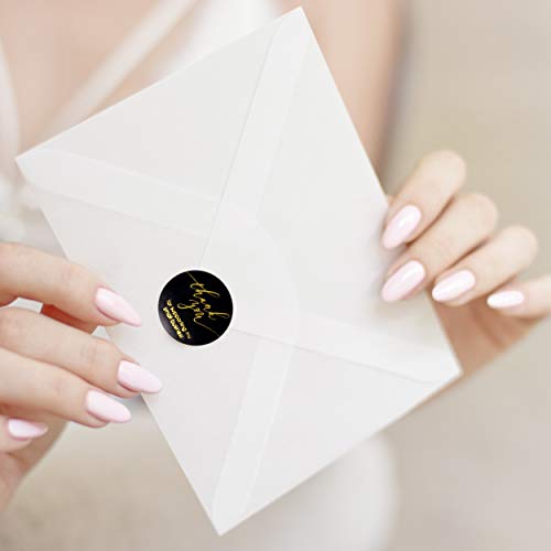 1000 Thank You Stickers Per Roll 1.5 Inch Round Black and Gold Foil Thank You for Supporting My Small Business Paper Adhesive Sticker Labels for Sealing Kraft Maker Online Retailer Sellers Shop Owners