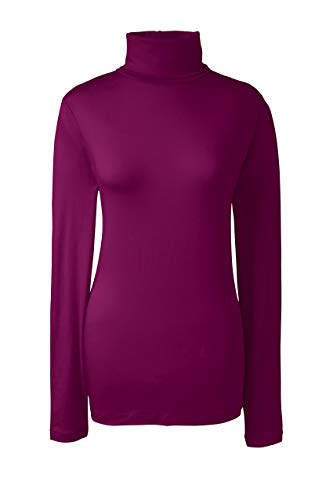 Lands' End Women LWCM Shaped Turtleneck Beet Root Petite X-Small