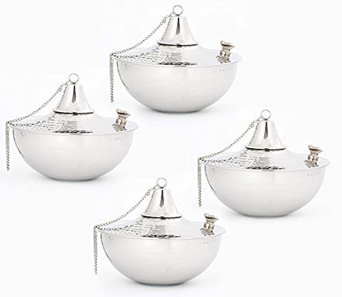 Legends Direct Maui Tabletopset of 4, Landscape Torch, Patio Light, Tabletop Lantern, Lighting (Hammered Nickel)