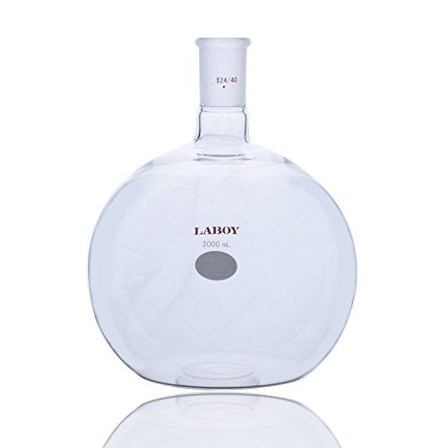 Laboy Glass Single Neck Flat Bottom Boiling Flask 2000mL with 24/40 Joint Heavy Wall Distillation Receiving Apparatus Organic Chemistry Lab Glassware