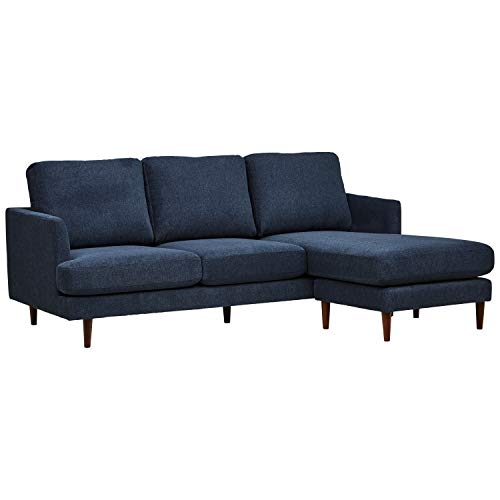 Rivet Goodwin Modern Sectional Sofa, 88.6"W, Navy Blue