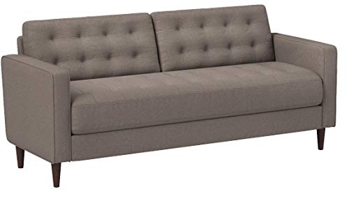 Zinus Benton Mid-Century Upholstered 76 Inch Sofa / Living Room Couch, Stone Grey Weave