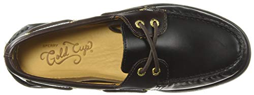 Sperry Men's Gold Cup Authentic Original 2-Eye Boat Shoe, Black/Amaretto, 8.5 W US