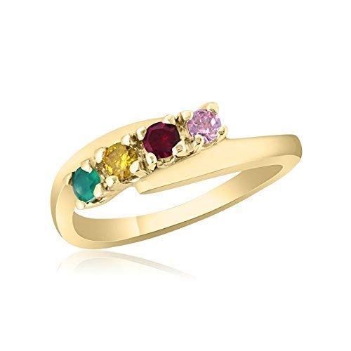 10K Yellow Gold Mother's Day Ring – 4 Birthstone Family Ring