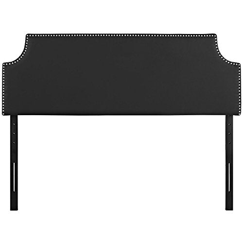 Modway Laura Vegan Leather Upholstered King Size Headboard with Nailhead Trim in Black