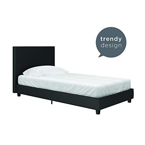 Carley Upholstered Bed, Black, Twin