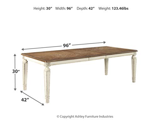 Signature Design by Ashley Realyn French Country Dining Extension Table, Seats up to 8, Chipped White