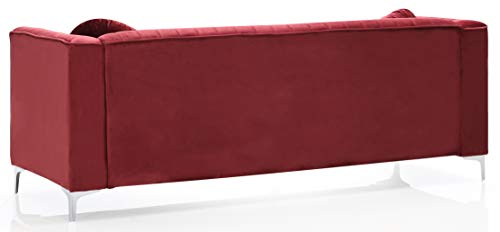 Glory Furniture Delray , Burgundy Sofa (2 Boxes), 3 Seater