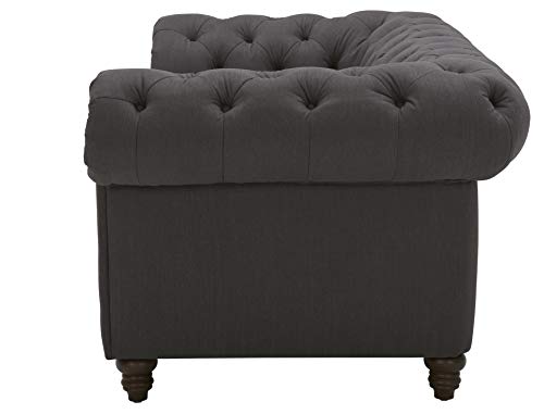 Stone & Beam Bradbury Chesterfield Tufted Loveseat Sofa Couch, 78.7"W, Pepper