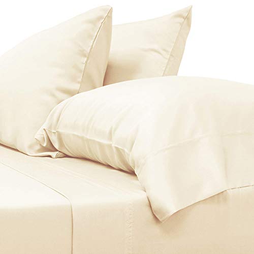 Cariloha Classic Bamboo Sheets 4 Piece Bed Sheet Set - Softest Bed Sheets and Pillow Cases - Lifetime Protection (Queen, Ivory)
