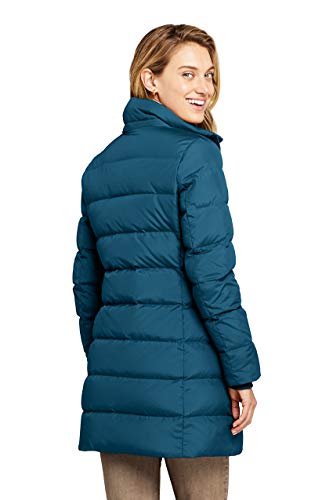 Lands' End WMS Faux Fur Down Coat Dark Blue Teal Regular Medium