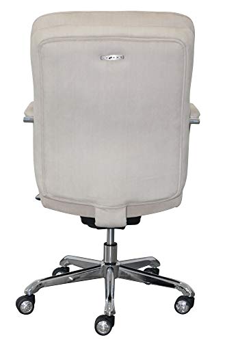 La-Z-Boy Sutherland Quilted Leather Executive Office Chair with Padded Arms, High Back Ergonomic Desk Chair with Lumbar Support, Grey Bonded Leather